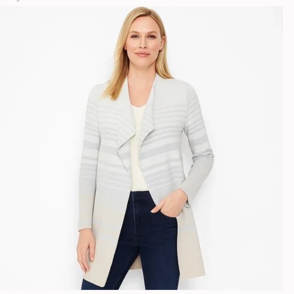 NWT White House Black Market Colorblock Coatigan Cardigan Metallic Sweater Large - Picture 1 of 11